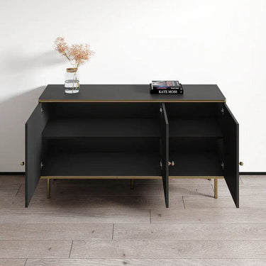 Maison Elegant Black and Gold Three-Door Sideboard with Internal Shelving - UK Luxury Furniture